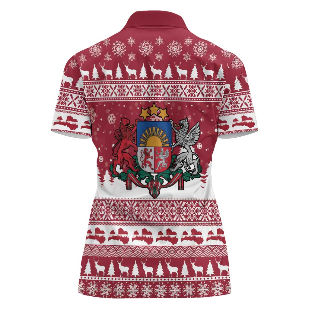 Latvia Christmas Women Polo Shirt Priecigus Ziemassvetkus - Wonder Print Shop
