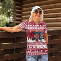 Latvia Christmas Women Polo Shirt Priecigus Ziemassvetkus - Wonder Print Shop