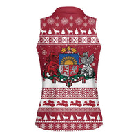 Latvia Christmas Women Sleeveless Polo Shirt Priecigus Ziemassvetkus - Wonder Print Shop