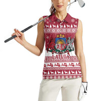Latvia Christmas Women Sleeveless Polo Shirt Priecigus Ziemassvetkus - Wonder Print Shop