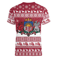 Latvia Christmas Women V-Neck T-Shirt Priecigus Ziemassvetkus - Wonder Print Shop