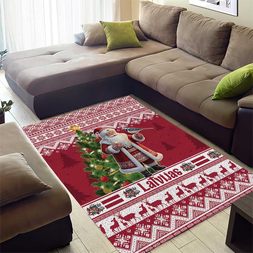 Latvia Christmas Area Rug Ziemassvetku Vecitis Christmas Pattern - Wonder Print Shop