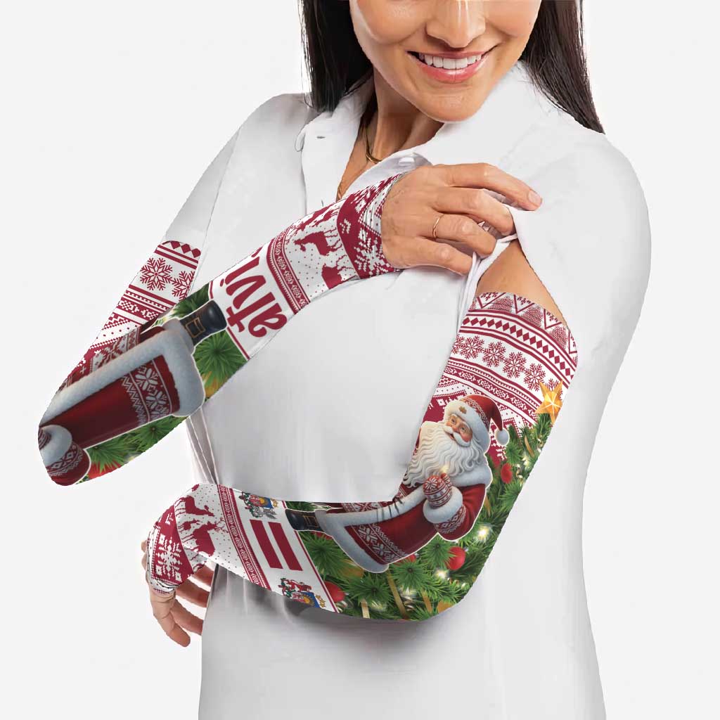 Latvia Christmas Arm Sleeves Ziemassvetku Vecitis Christmas Pattern - Wonder Print Shop
