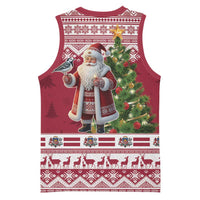 Latvia Christmas Basketball Jersey Ziemassvetku Vecitis Christmas Pattern - Wonder Print Shop