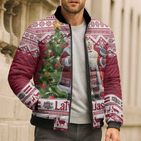 Latvia Christmas Bomber Puffer Jacket Ziemassvetku Vecitis Christmas Pattern - Wonder Print Shop