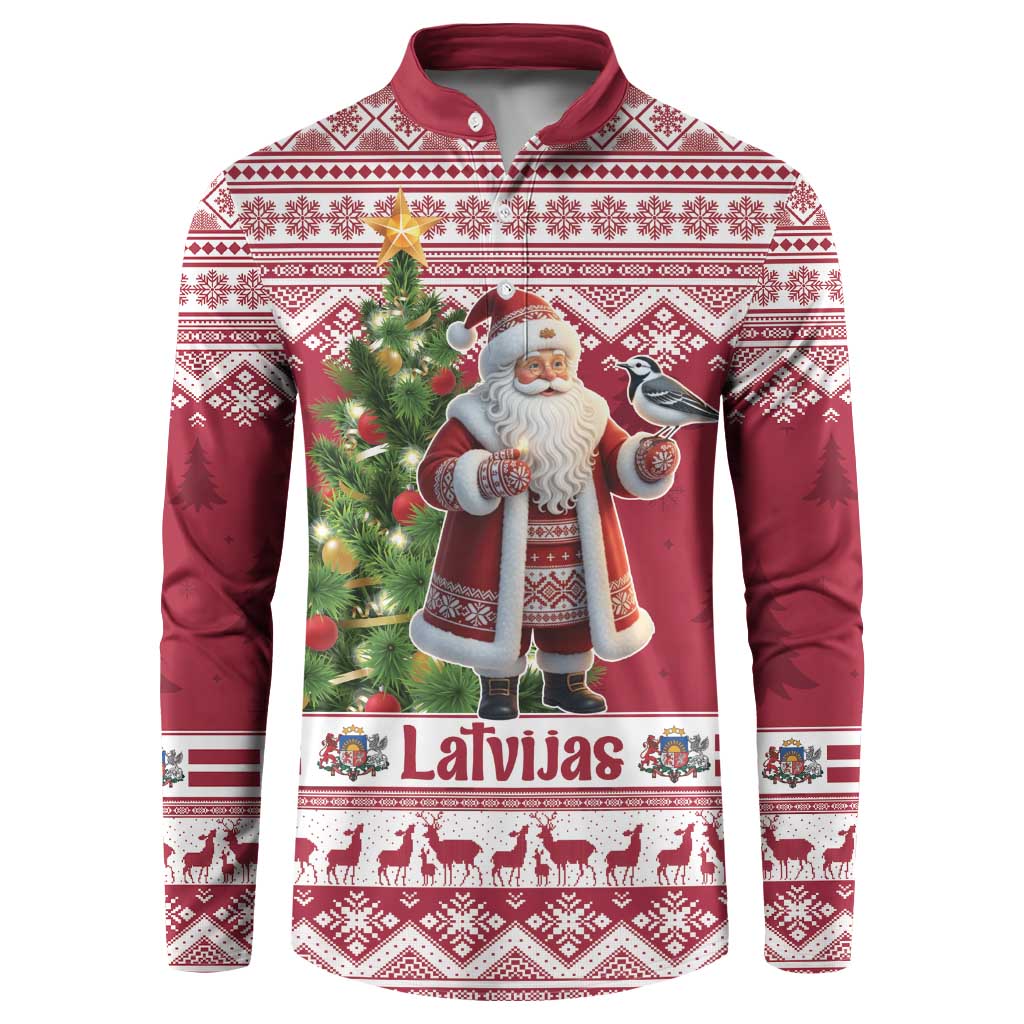 Latvia Christmas Button Sweatshirt Ziemassvetku Vecitis Christmas Pattern - Wonder Print Shop