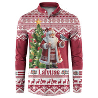 Latvia Christmas Button Sweatshirt Ziemassvetku Vecitis Christmas Pattern - Wonder Print Shop