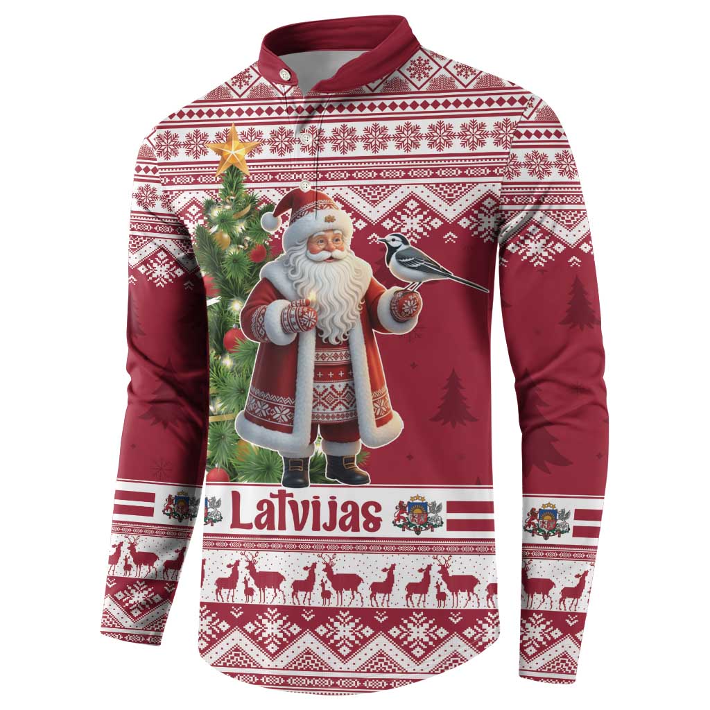 Latvia Christmas Button Sweatshirt Ziemassvetku Vecitis Christmas Pattern - Wonder Print Shop