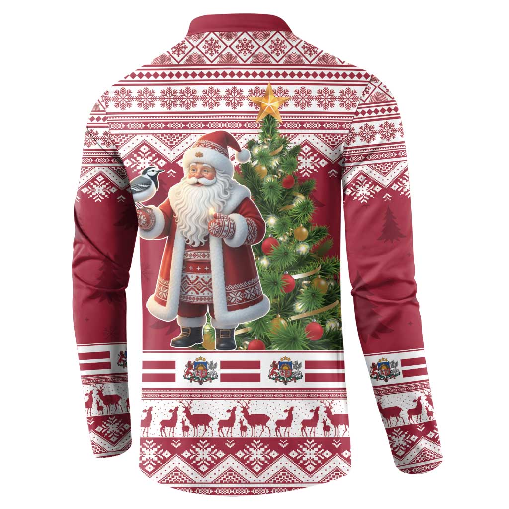 Latvia Christmas Button Sweatshirt Ziemassvetku Vecitis Christmas Pattern - Wonder Print Shop