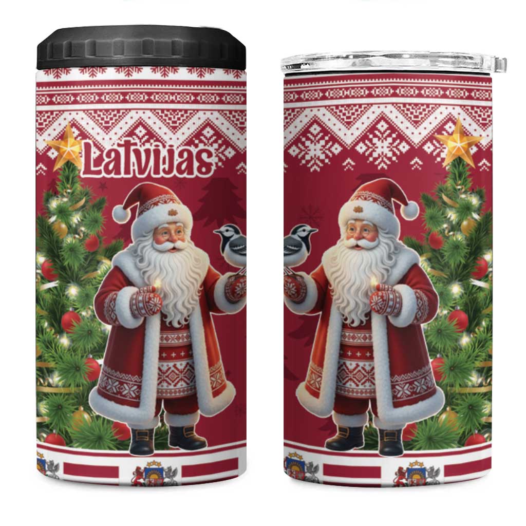 Latvia Christmas 4 in 1 Can Cooler Tumbler Ziemassvetku Vecitis Christmas Pattern - Wonder Print Shop