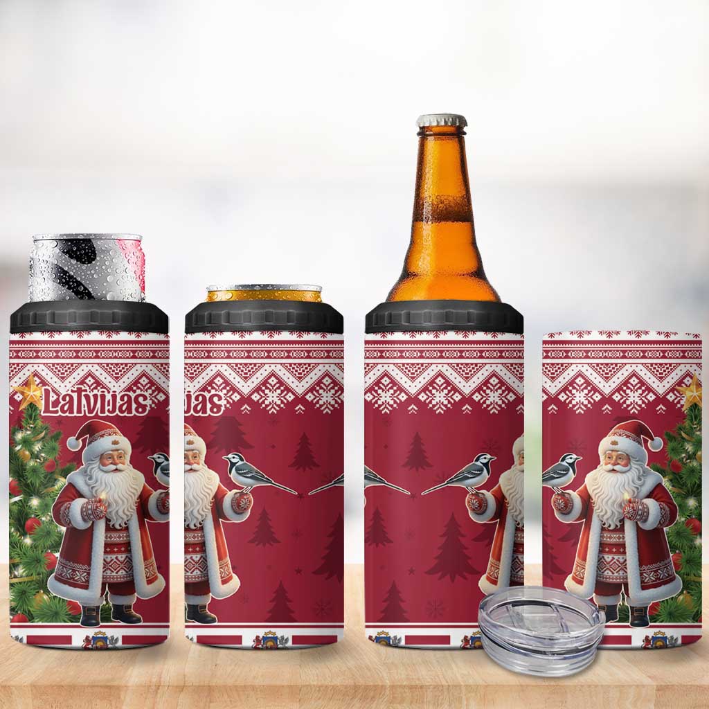Latvia Christmas 4 in 1 Can Cooler Tumbler Ziemassvetku Vecitis Christmas Pattern - Wonder Print Shop