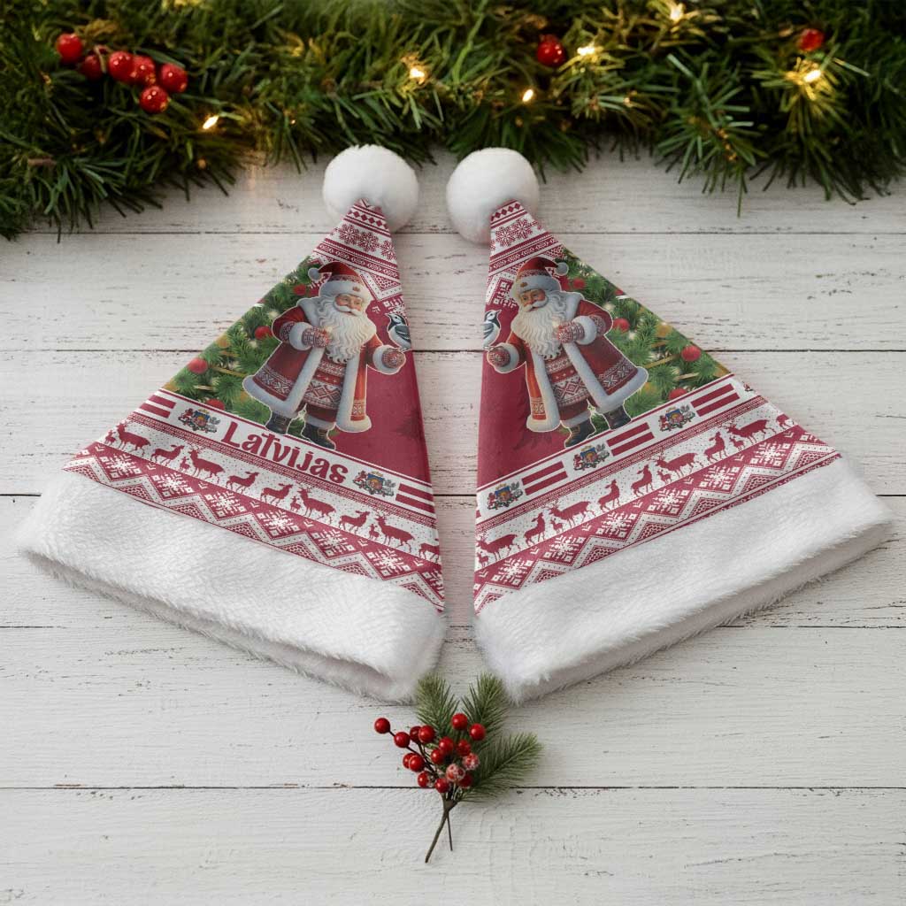 Latvia Christmas Santa Hat Ziemassvetku Vecitis Christmas Pattern - Wonder Print Shop