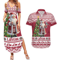Latvia Christmas Couples Matching Summer Maxi Dress and Hawaiian Shirt Ziemassvetku Vecitis Christmas Pattern - Wonder Print Shop
