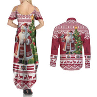 Latvia Christmas Couples Matching Summer Maxi Dress and Long Sleeve Button Shirt Ziemassvetku Vecitis Christmas Pattern - Wonder Print Shop