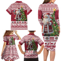 Latvia Christmas Family Matching Long Sleeve Bodycon Dress and Hawaiian Shirt Ziemassvetku Vecitis Christmas Pattern - Wonder Print Shop