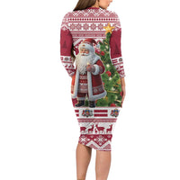 Latvia Christmas Family Matching Long Sleeve Bodycon Dress and Hawaiian Shirt Ziemassvetku Vecitis Christmas Pattern - Wonder Print Shop