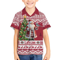 Latvia Christmas Family Matching Long Sleeve Bodycon Dress and Hawaiian Shirt Ziemassvetku Vecitis Christmas Pattern - Wonder Print Shop