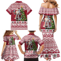 Latvia Christmas Family Matching Mermaid Dress and Hawaiian Shirt Ziemassvetku Vecitis Christmas Pattern - Wonder Print Shop