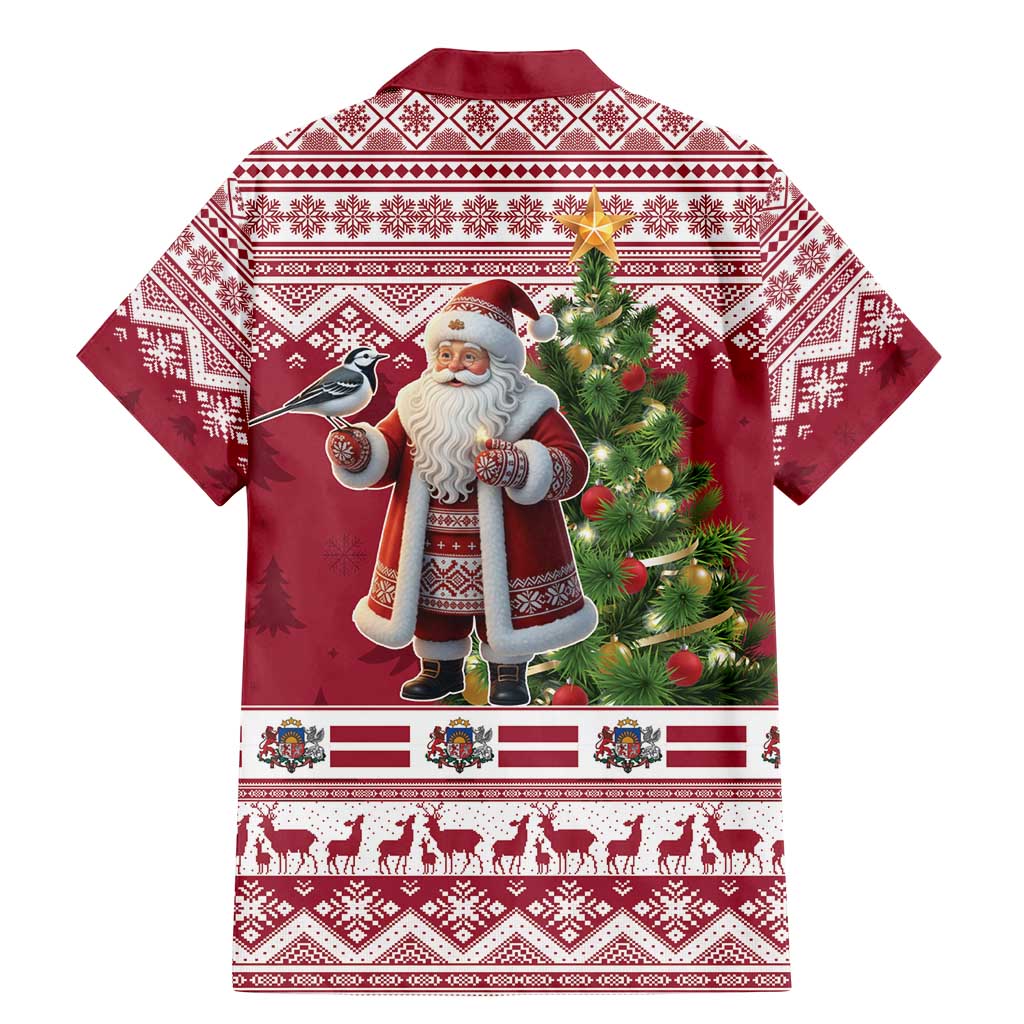 Latvia Christmas Family Matching Mermaid Dress and Hawaiian Shirt Ziemassvetku Vecitis Christmas Pattern - Wonder Print Shop