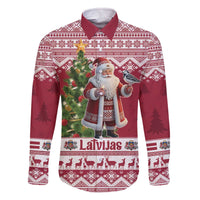 Latvia Christmas Family Matching Off The Shoulder Long Sleeve Dress and Hawaiian Shirt Ziemassvetku Vecitis Christmas Pattern - Wonder Print Shop