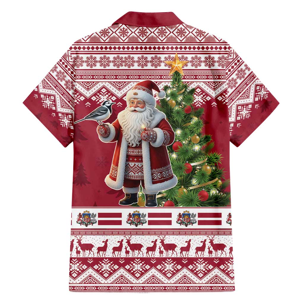 Latvia Christmas Family Matching Off Shoulder Maxi Dress and Hawaiian Shirt Ziemassvetku Vecitis Christmas Pattern - Wonder Print Shop