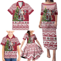 Latvia Christmas Family Matching Puletasi and Hawaiian Shirt Ziemassvetku Vecitis Christmas Pattern - Wonder Print Shop