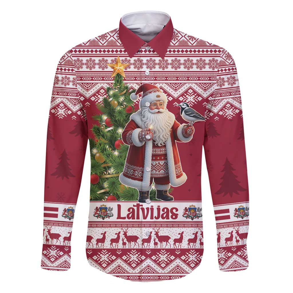 Latvia Christmas Family Matching Puletasi and Hawaiian Shirt Ziemassvetku Vecitis Christmas Pattern - Wonder Print Shop