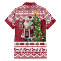 Latvia Christmas Family Matching Short Sleeve Bodycon Dress and Hawaiian Shirt Ziemassvetku Vecitis Christmas Pattern - Wonder Print Shop