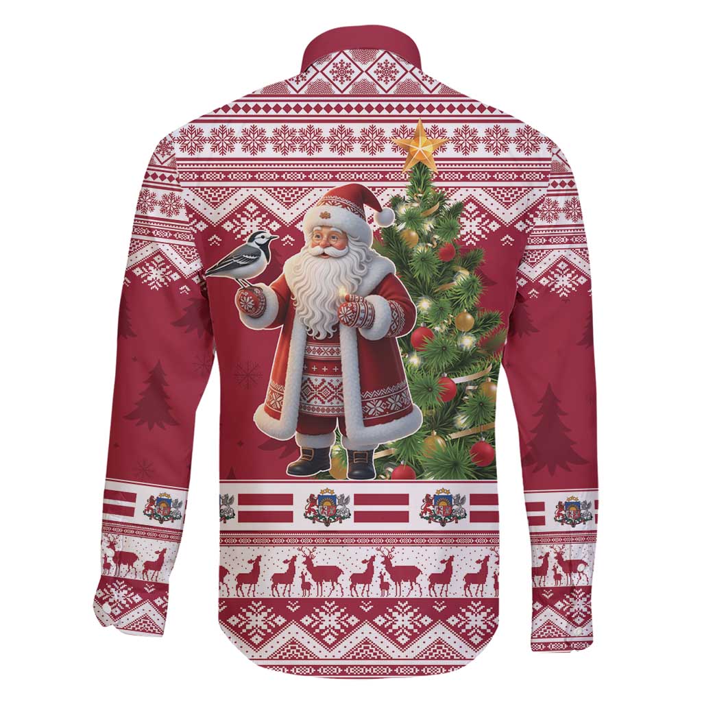 Latvia Christmas Family Matching Short Sleeve Bodycon Dress and Hawaiian Shirt Ziemassvetku Vecitis Christmas Pattern - Wonder Print Shop