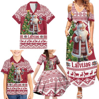 Latvia Christmas Family Matching Summer Maxi Dress and Hawaiian Shirt Ziemassvetku Vecitis Christmas Pattern - Wonder Print Shop