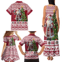 Latvia Christmas Family Matching Tank Maxi Dress and Hawaiian Shirt Ziemassvetku Vecitis Christmas Pattern - Wonder Print Shop