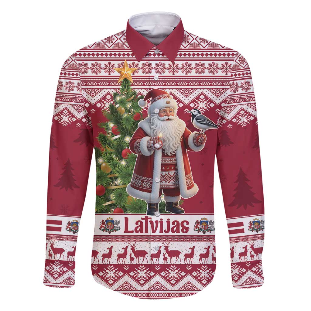 Latvia Christmas Family Matching Tank Maxi Dress and Hawaiian Shirt Ziemassvetku Vecitis Christmas Pattern - Wonder Print Shop