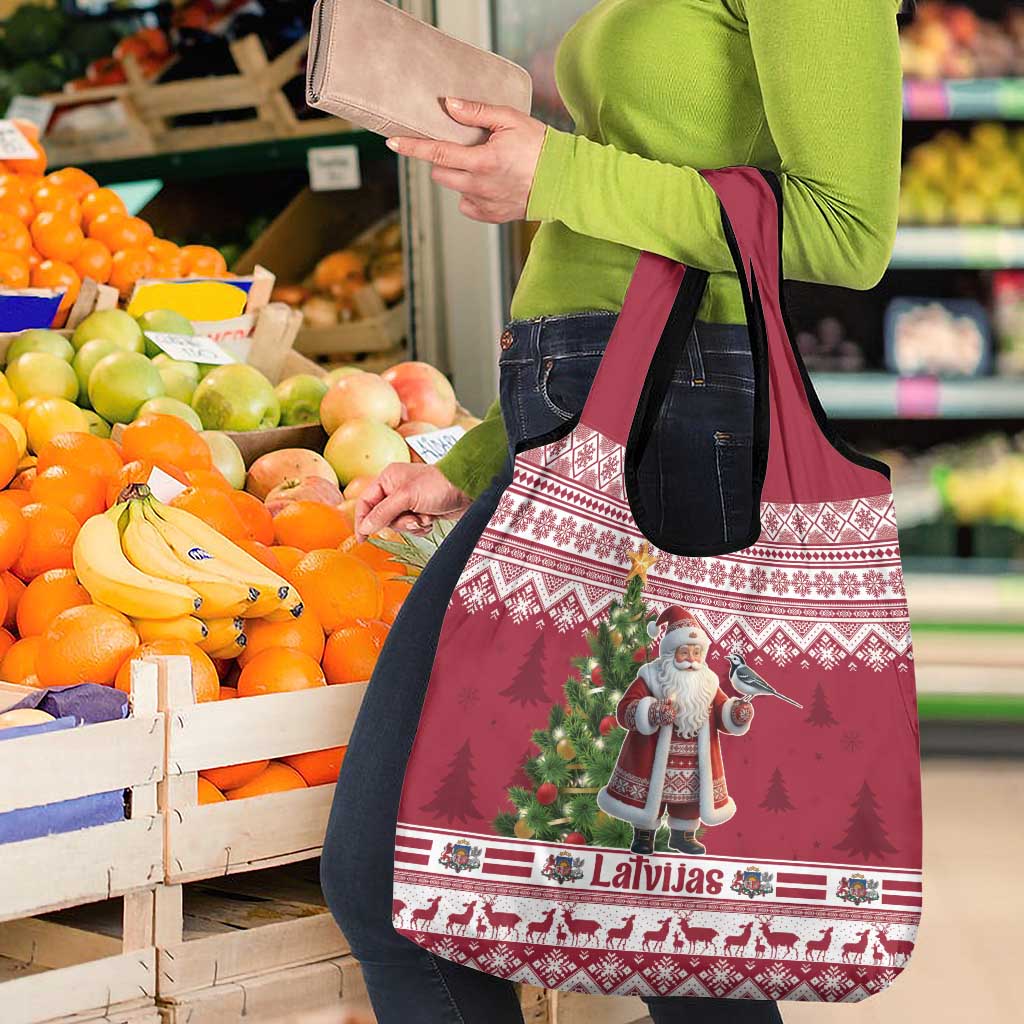 Latvia Christmas Grocery Bag Ziemassvetku Vecitis Christmas Pattern - Wonder Print Shop