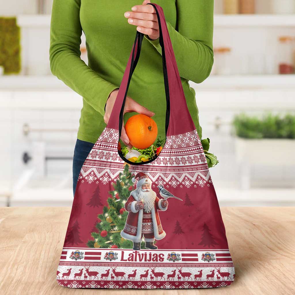 Latvia Christmas Grocery Bag Ziemassvetku Vecitis Christmas Pattern - Wonder Print Shop