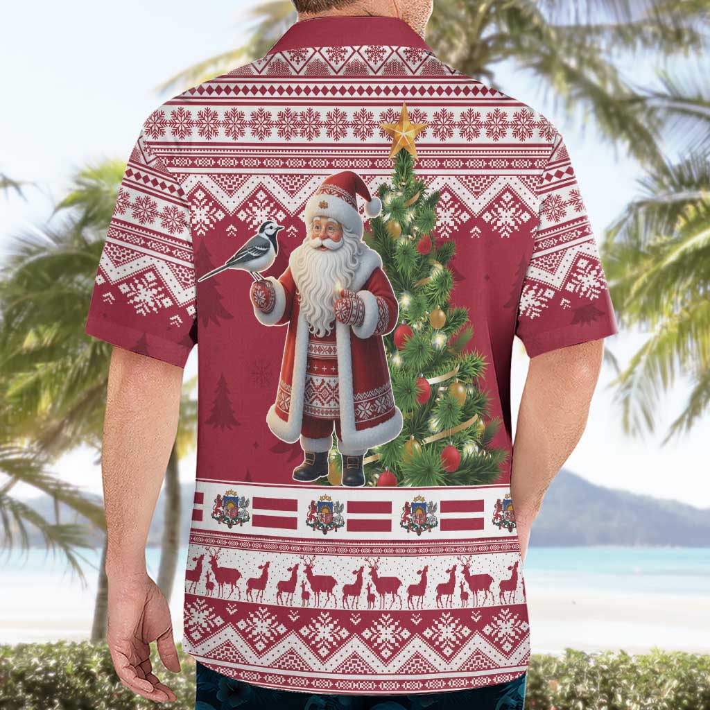 Latvia Christmas Hawaiian Shirt Ziemassvetku Vecitis Christmas Pattern - Wonder Print Shop