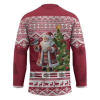 Latvia Christmas Hockey Jersey Ziemassvetku Vecitis Christmas Pattern - Wonder Print Shop