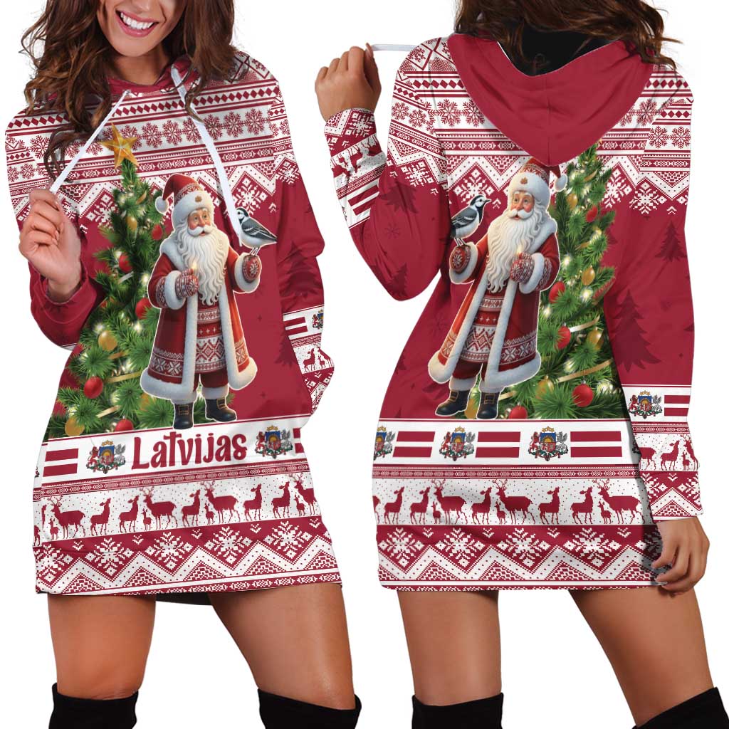 Latvia Christmas Hoodie Dress Ziemassvetku Vecitis Christmas Pattern - Wonder Print Shop