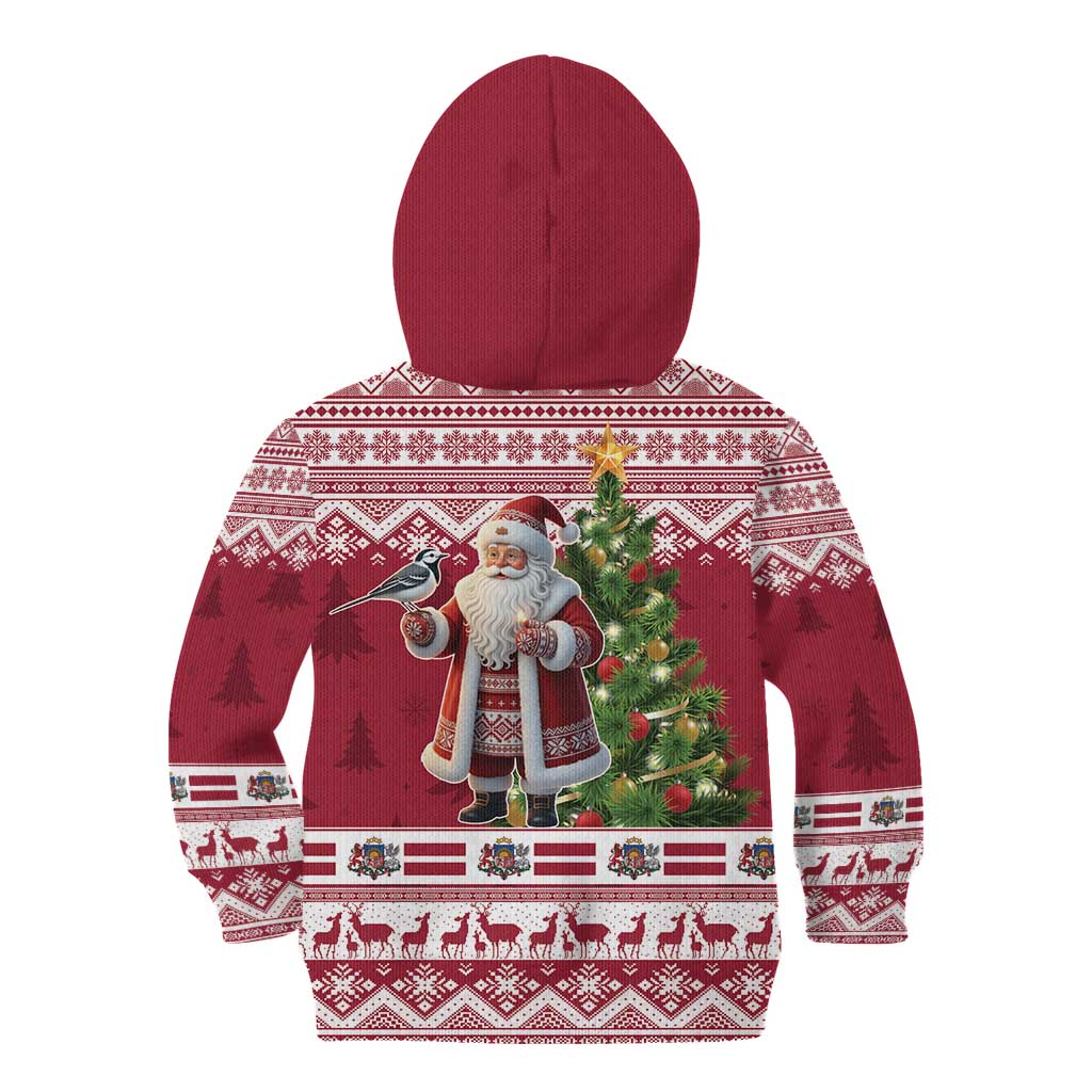 Latvia Christmas Kid Hoodie Ziemassvetku Vecitis Christmas Pattern - Wonder Print Shop