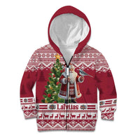 Latvia Christmas Kid Hoodie Ziemassvetku Vecitis Christmas Pattern - Wonder Print Shop