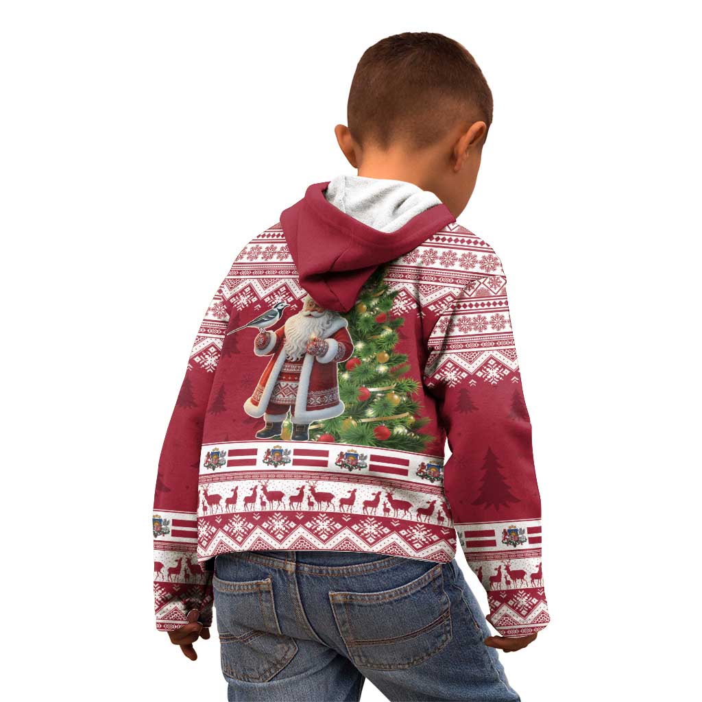 Latvia Christmas Kid Hoodie Ziemassvetku Vecitis Christmas Pattern - Wonder Print Shop