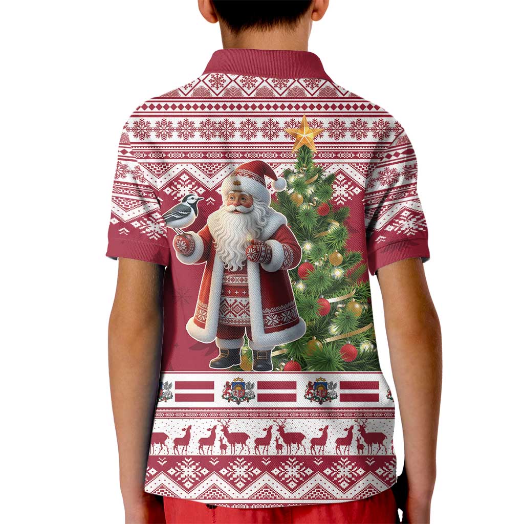 Latvia Christmas Kid Polo Shirt Ziemassvetku Vecitis Christmas Pattern - Wonder Print Shop