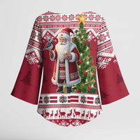 Latvia Christmas Kimono Sleeve Blouse Ziemassvetku Vecitis Christmas Pattern - Wonder Print Shop