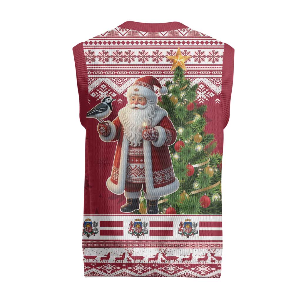Latvia Christmas Knitted V-Neck Vest Ziemassvetku Vecitis Christmas Pattern - Wonder Print Shop
