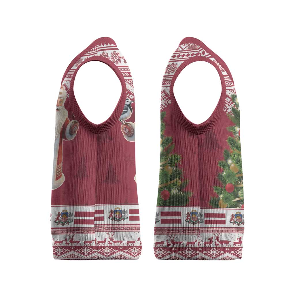 Latvia Christmas Knitted V-Neck Vest Ziemassvetku Vecitis Christmas Pattern - Wonder Print Shop