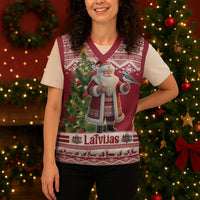 Latvia Christmas Knitted V-Neck Vest Ziemassvetku Vecitis Christmas Pattern - Wonder Print Shop