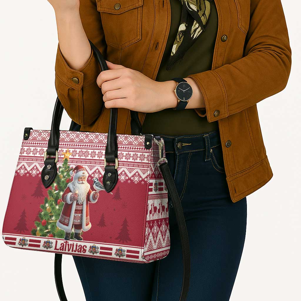 Latvia Christmas Leather Bag Ziemassvetku Vecitis Christmas Pattern - Wonder Print Shop