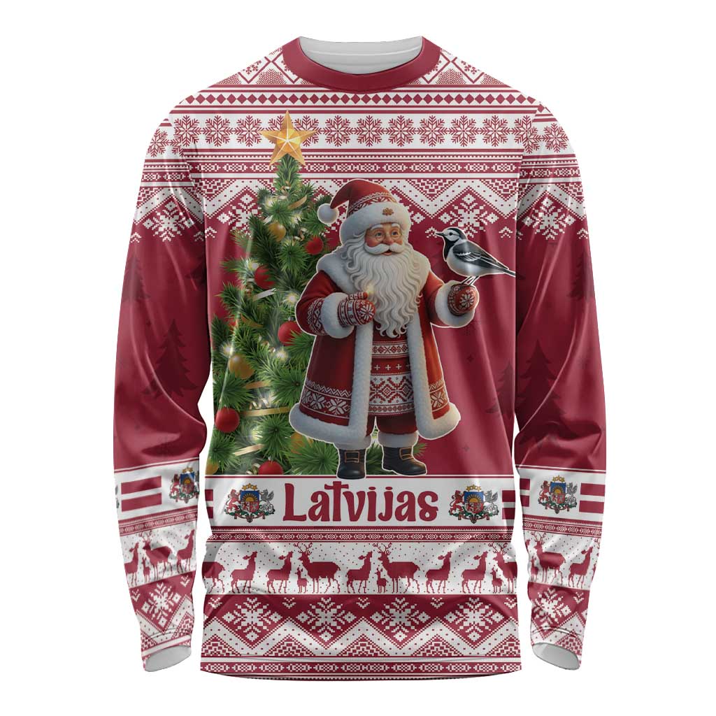 Latvia Christmas Long Sleeve Shirt Ziemassvetku Vecitis Christmas Pattern - Wonder Print Shop
