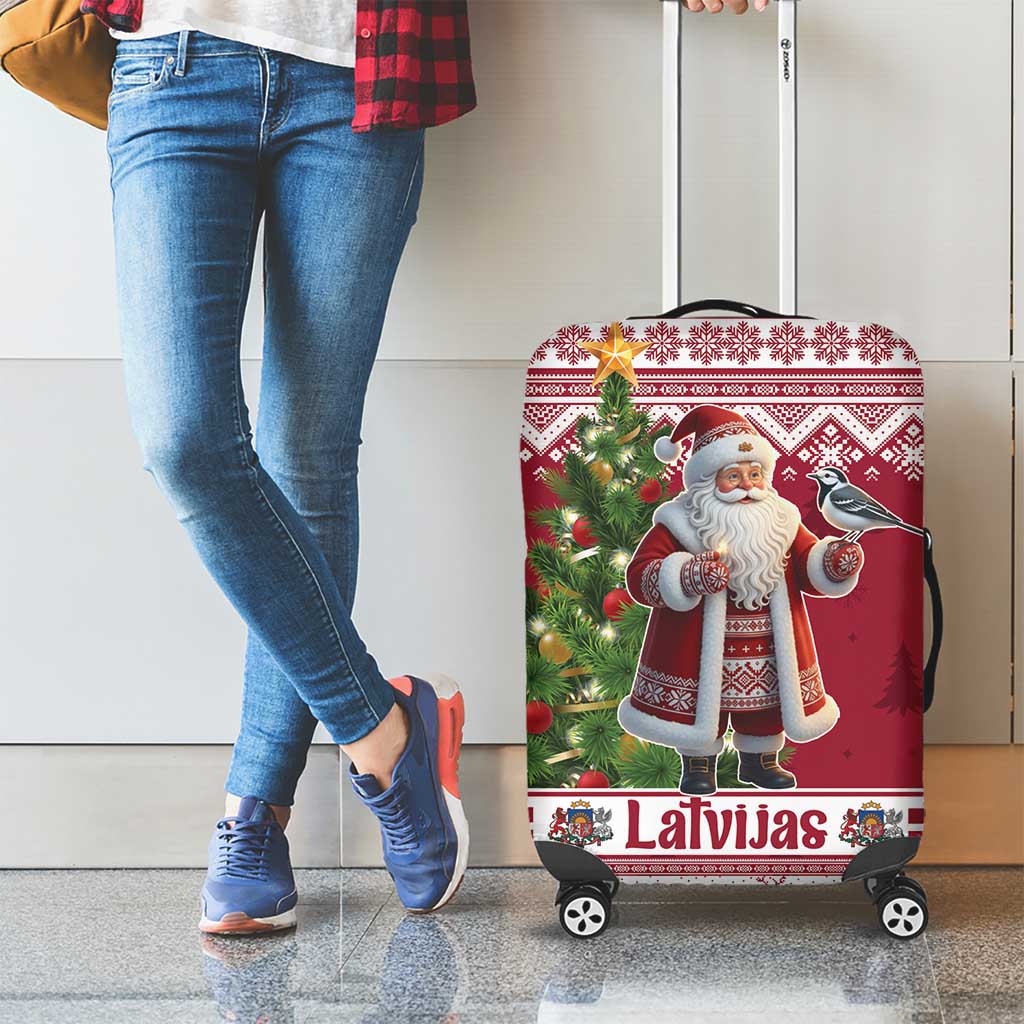 Latvia Christmas Luggage Cover Ziemassvetku Vecitis Christmas Pattern - Wonder Print Shop