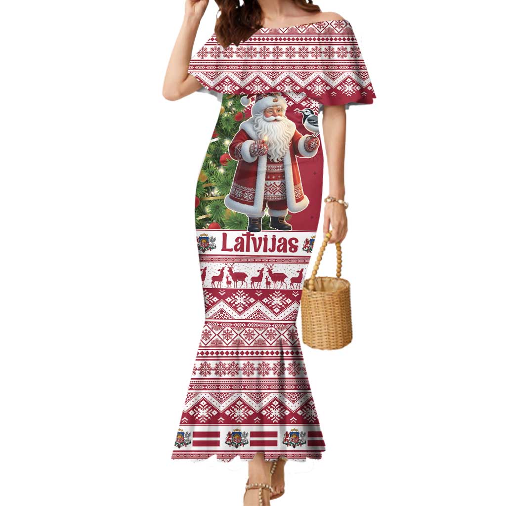 Latvia Christmas Mermaid Dress Ziemassvetku Vecitis Christmas Pattern - Wonder Print Shop