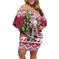 Latvia Christmas Off Shoulder Short Dress Ziemassvetku Vecitis Christmas Pattern - Wonder Print Shop